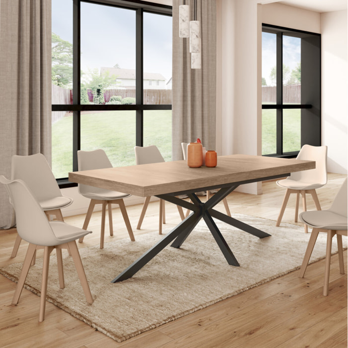 Table à manger extensible Spider avec rangement intégré - Bois - Noir