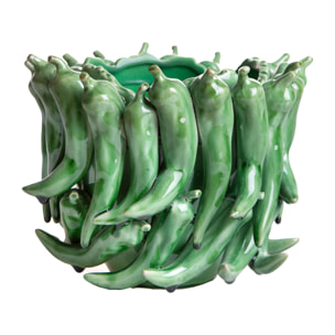 Vaso con peperoncini - Pezzi 1 - Verde - 25,5XH20,5X24,5cm - Bianchi Dino