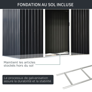 Abri de jardin - remise pour outils - cabanon portes verrouillables - dim. 2,8L x 1,3l x 1,72H m - tôle d'acier gris noir