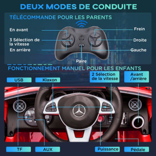Voiture véhicule électrique enfant 6 V 5 Km/h max. télécommande effets sonores + lumineux Mercedes SLC 300 rouge