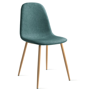 Pack 2 sillas de comedor verde turquesa tapizadas para salón cocina dormitorio