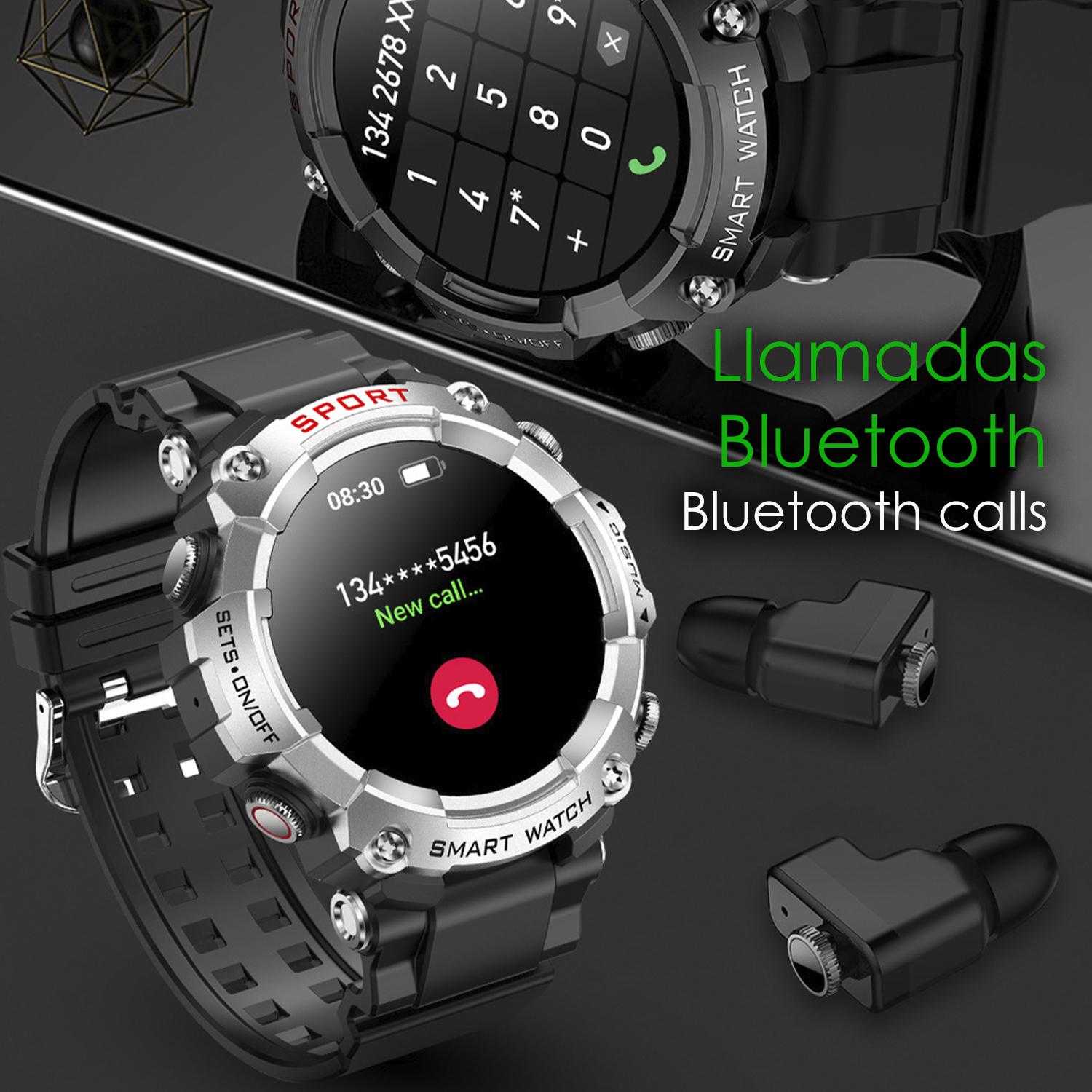 Smartwatch T96 con cuffie TWS integrate. Riproduzione musicale dallo smartwatch stesso e dall'esterno. Funzioni sportive e salute.