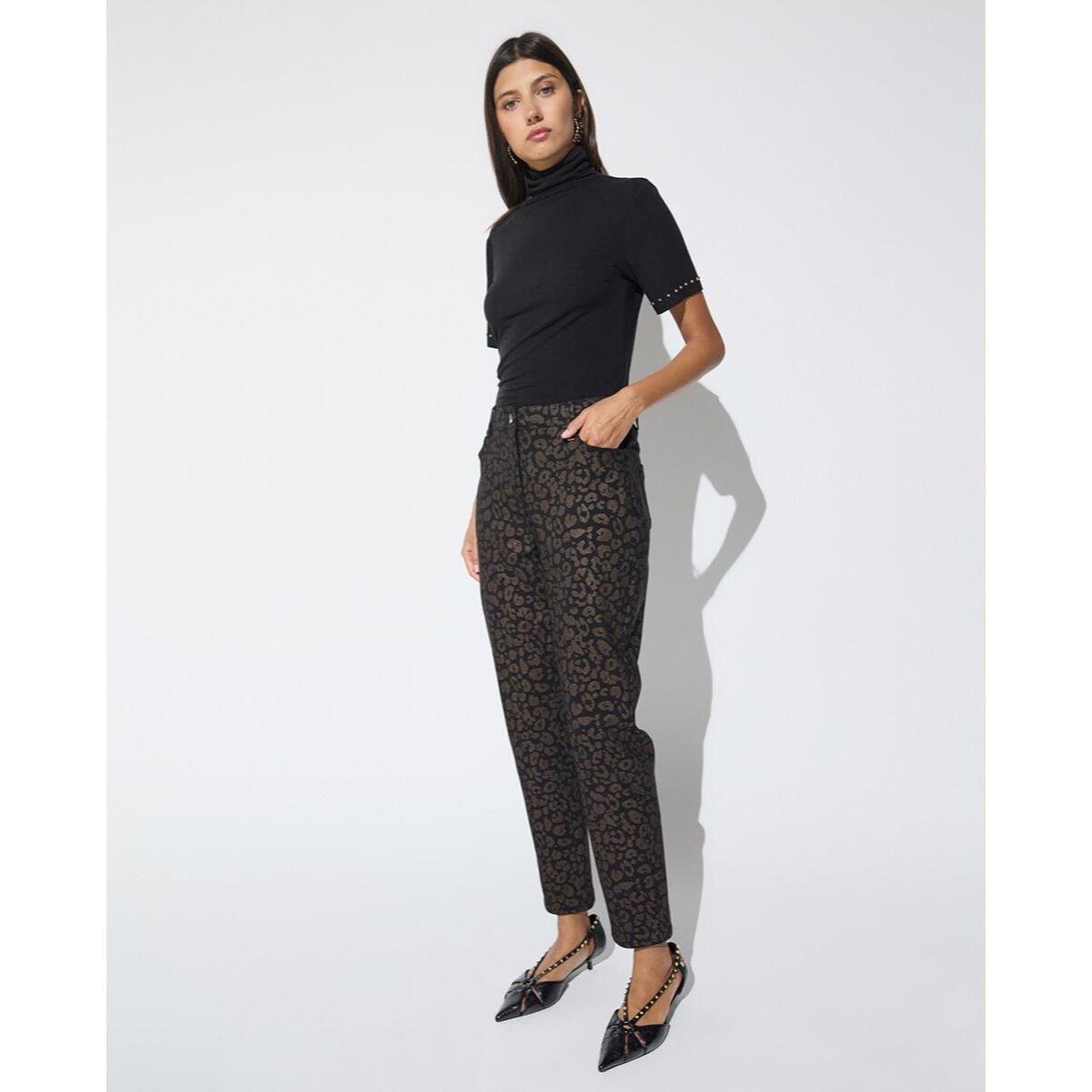 Pantaloni elasticizzati con stampa leopardata