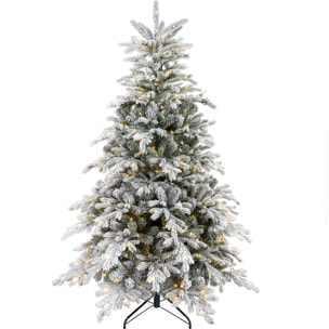 Sapin de Noël artificiel LED H.180 cm - sapin de Noël enneigé - 1321 branches 300 LED blanc chaud