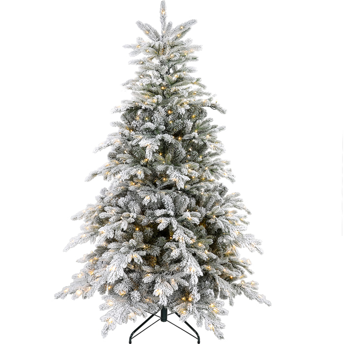 Sapin de Noël artificiel LED H.180 cm - sapin de Noël enneigé - 1321 branches 300 LED blanc chaud