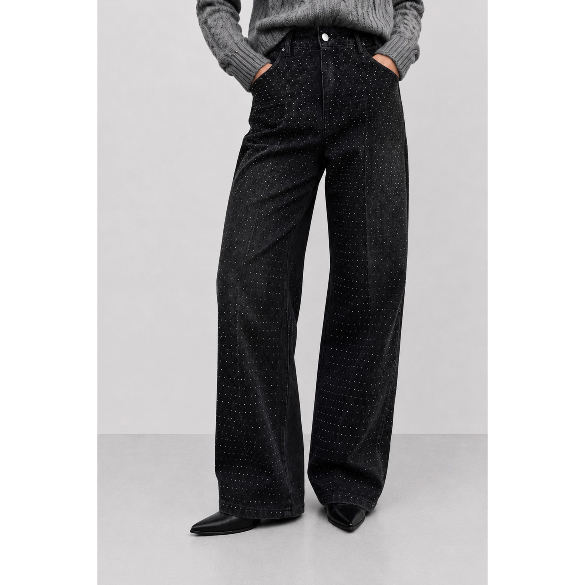 Kocca - Pantaloni in denim da donna a vita alta e gamba larga Donna