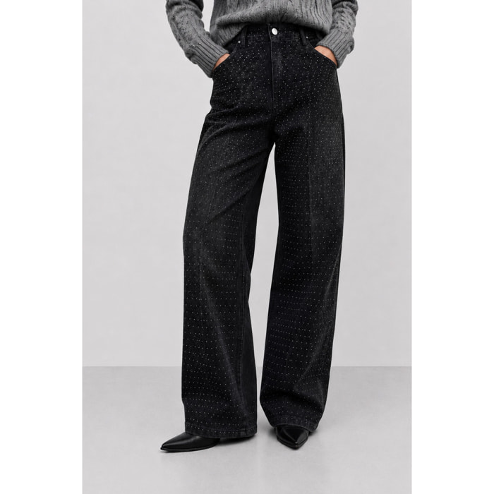 Kocca - Pantaloni in denim da donna a vita alta e gamba larga Donna