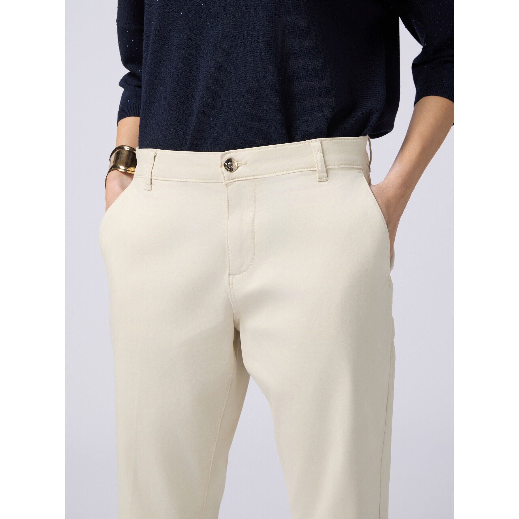 Oltre - Pantalón chino en tejido tencel - Blanco