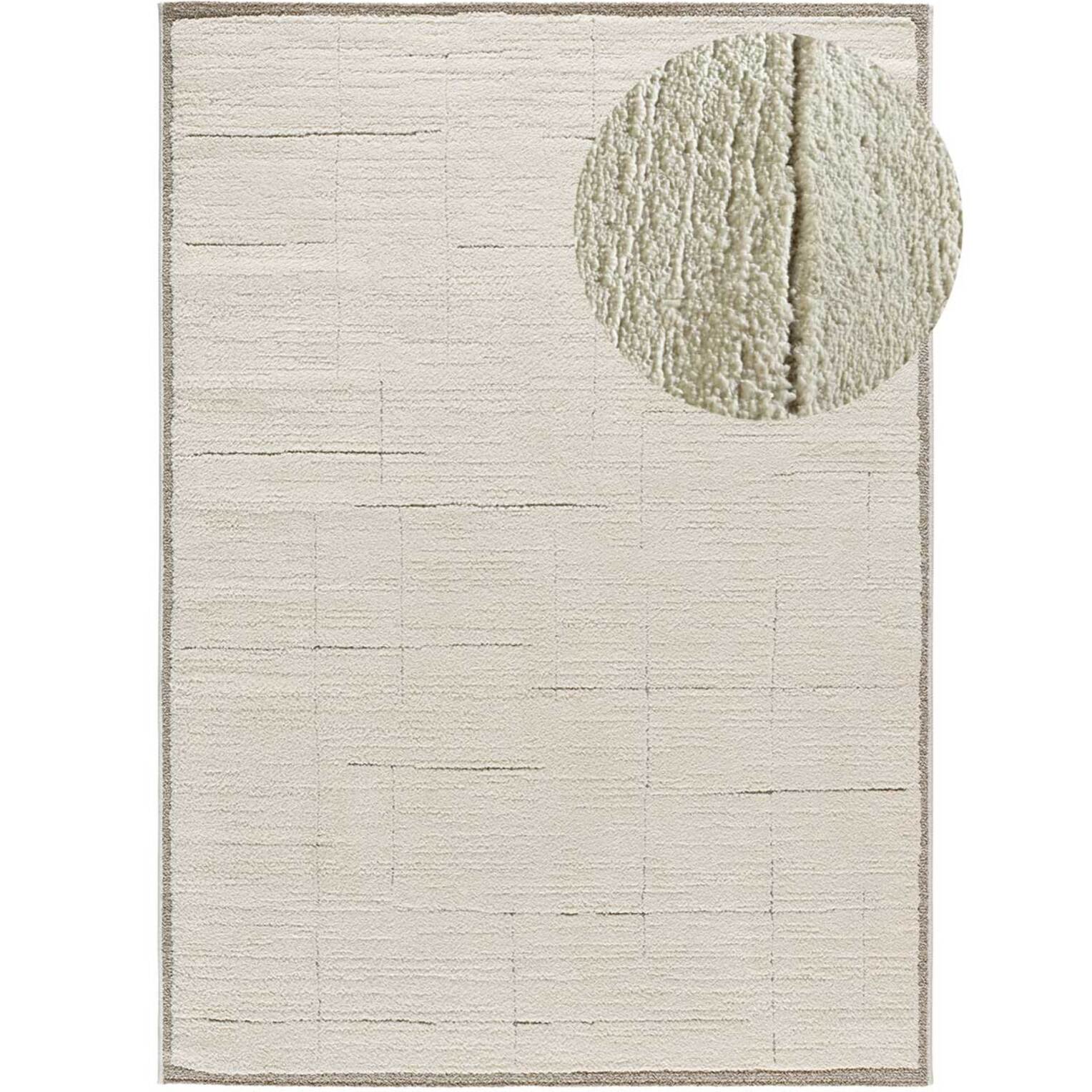 CANDELA Alfombra pelo corto diseño geométrico con relieve en crema, varias medidas disponibles