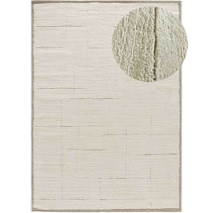 CANDELA Alfombra pelo corto diseño geométrico con relieve en crema, varias medidas disponibles