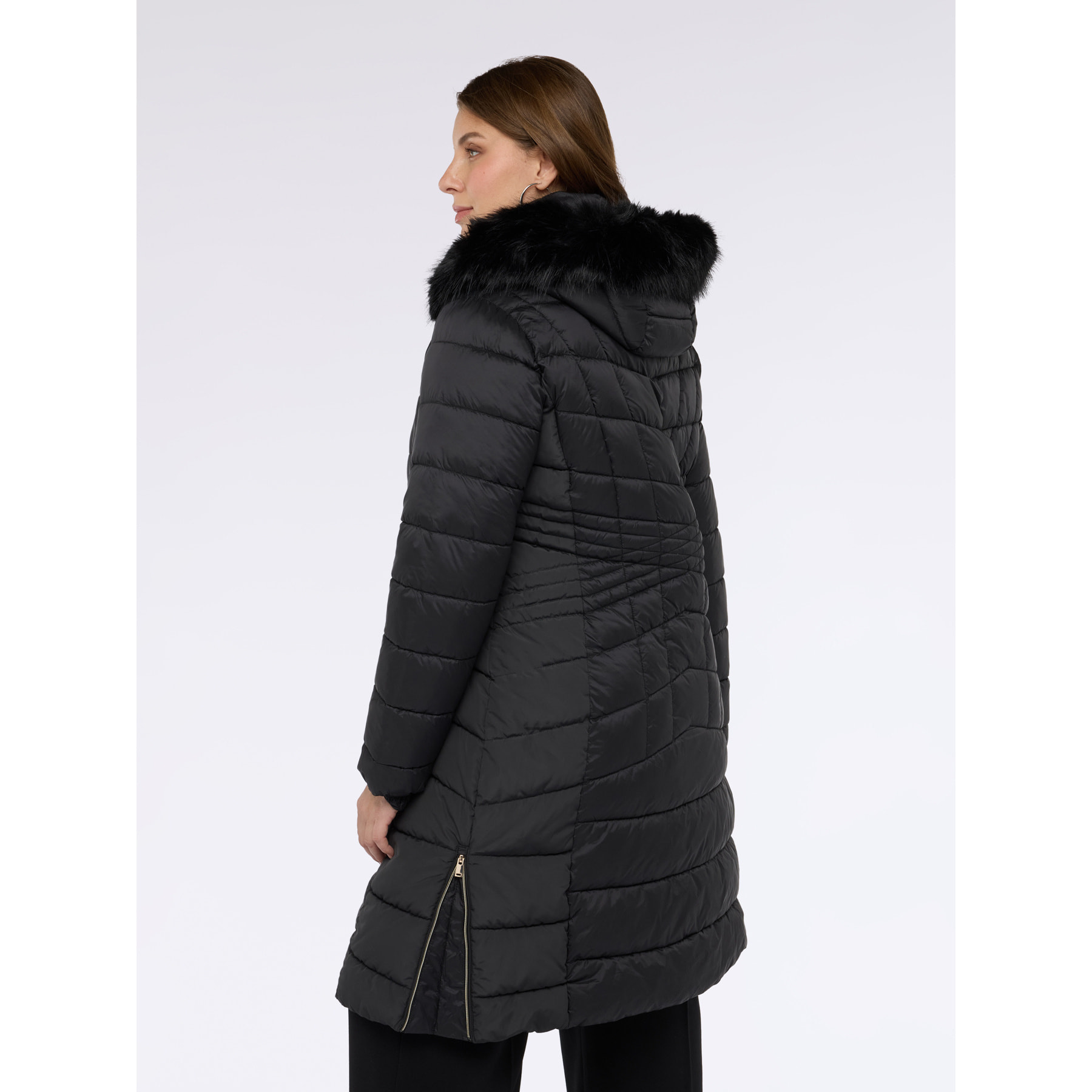 Fiorella Rubino - Plumífero largo bimaterial - Negro