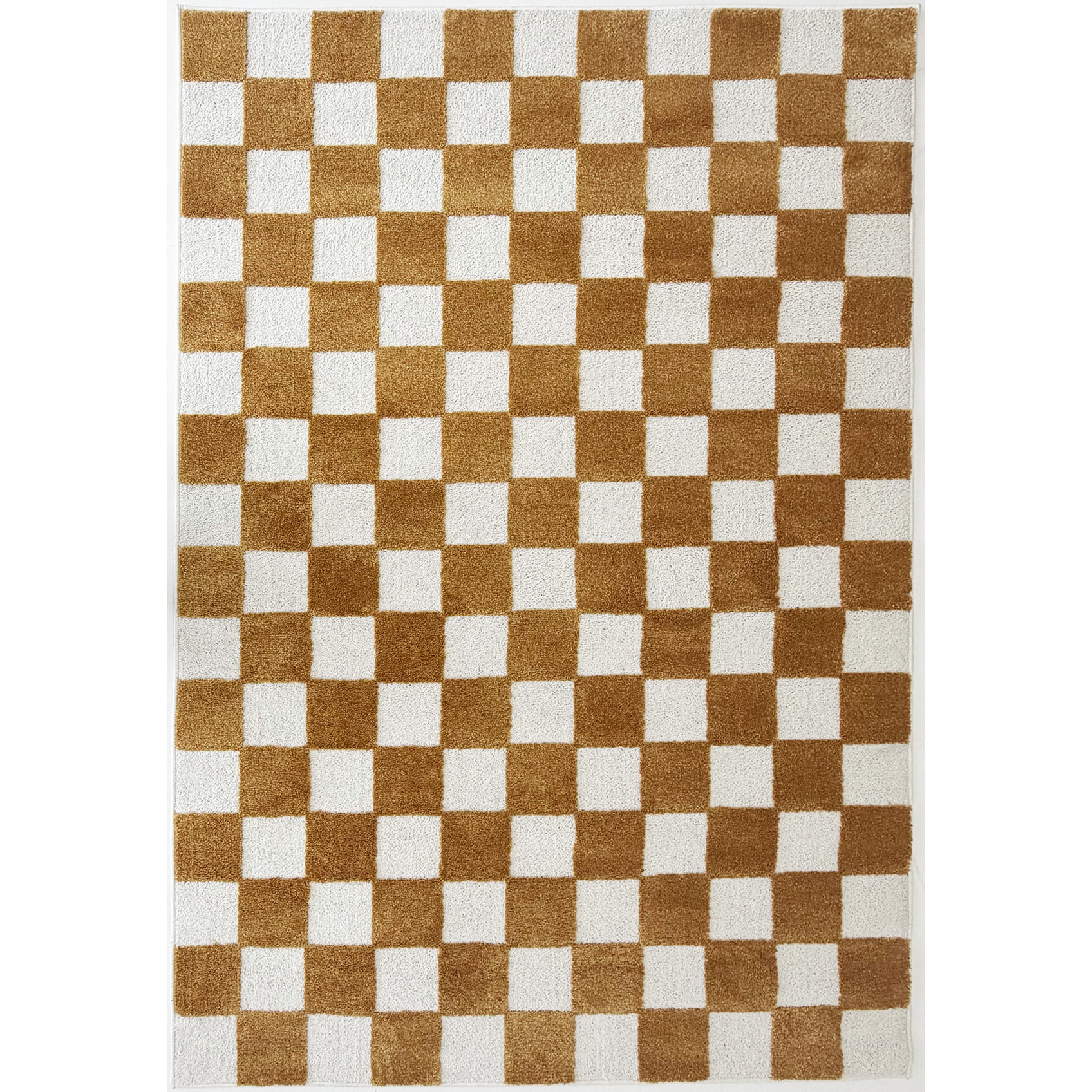 PANTONE - Tapis ocre à motif damier TERRA DEL SOL