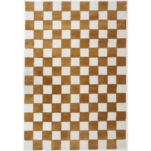 PANTONE - Tapis ocre à motif damier TERRA DEL SOL