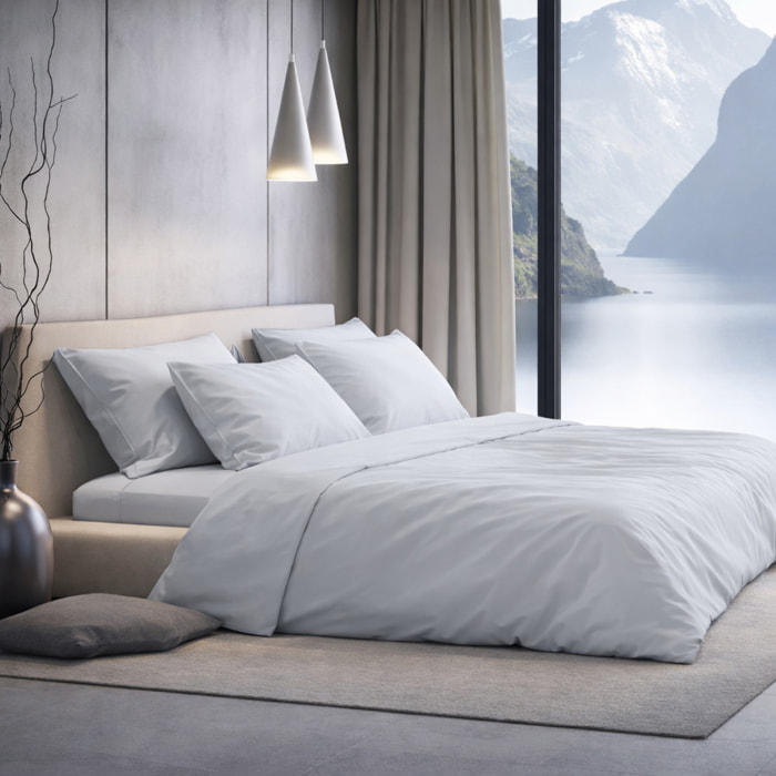 SARTORIALE Completo letto Elegance Tinta Unita in Percalle_Singolo_Nuvola