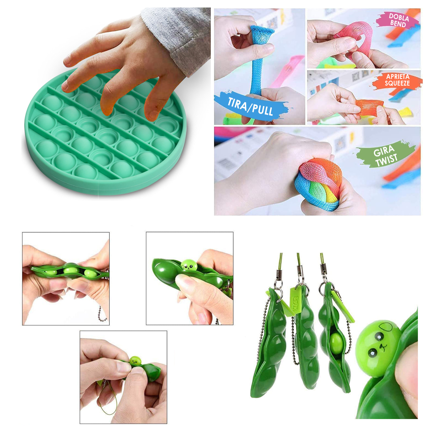 Pack de Fidget Toys anti estrés. Juguetes y accesorios variados.