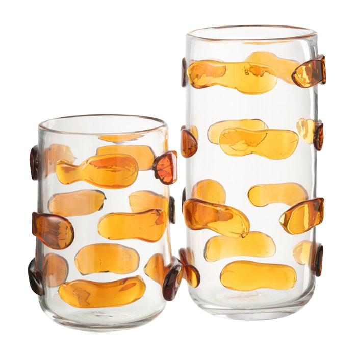 J-Line vase Pebbles - verre - ambre/transparent - large - Ø 17 cm