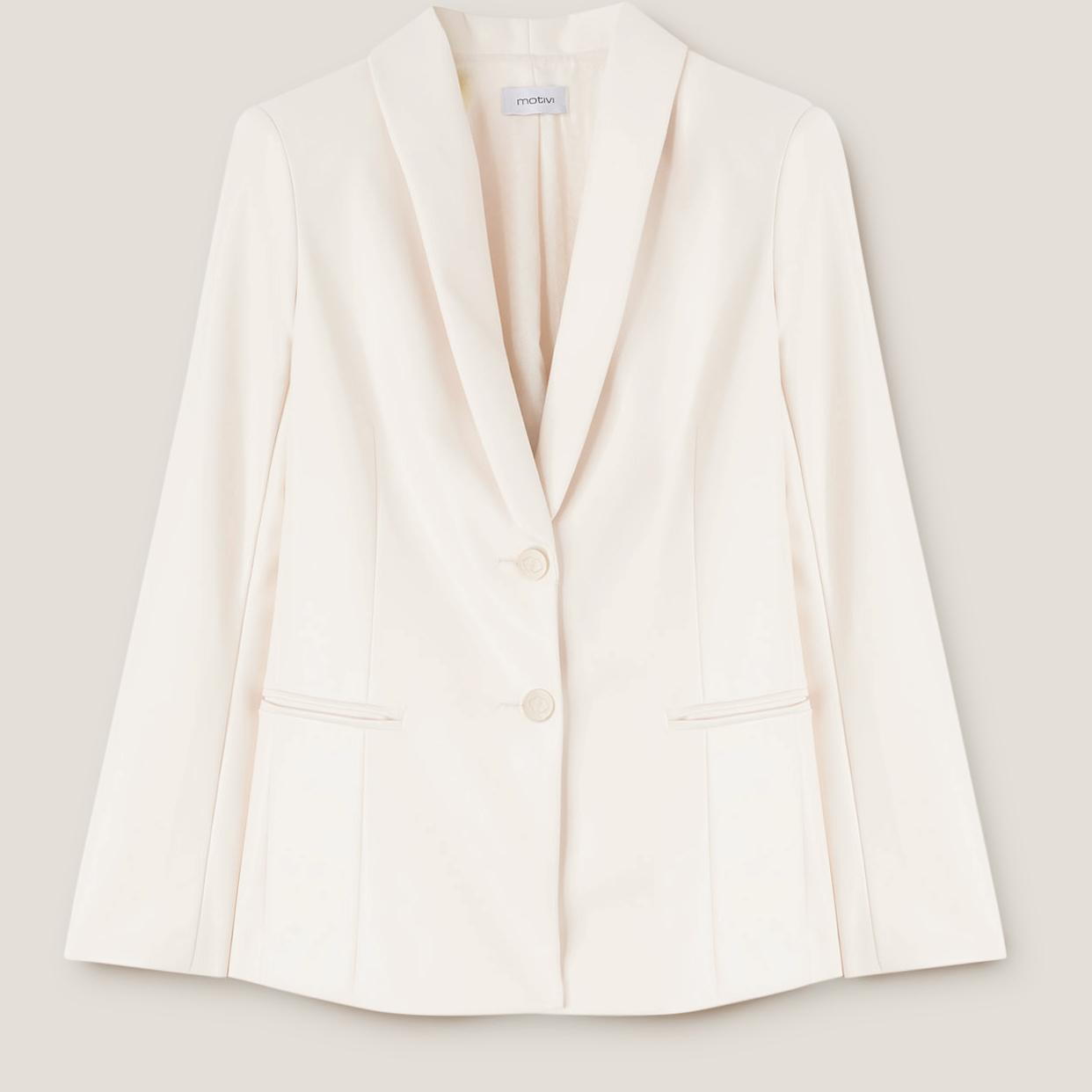 Motivi - Blazer de botonadura simple con efecto piel - Blanco