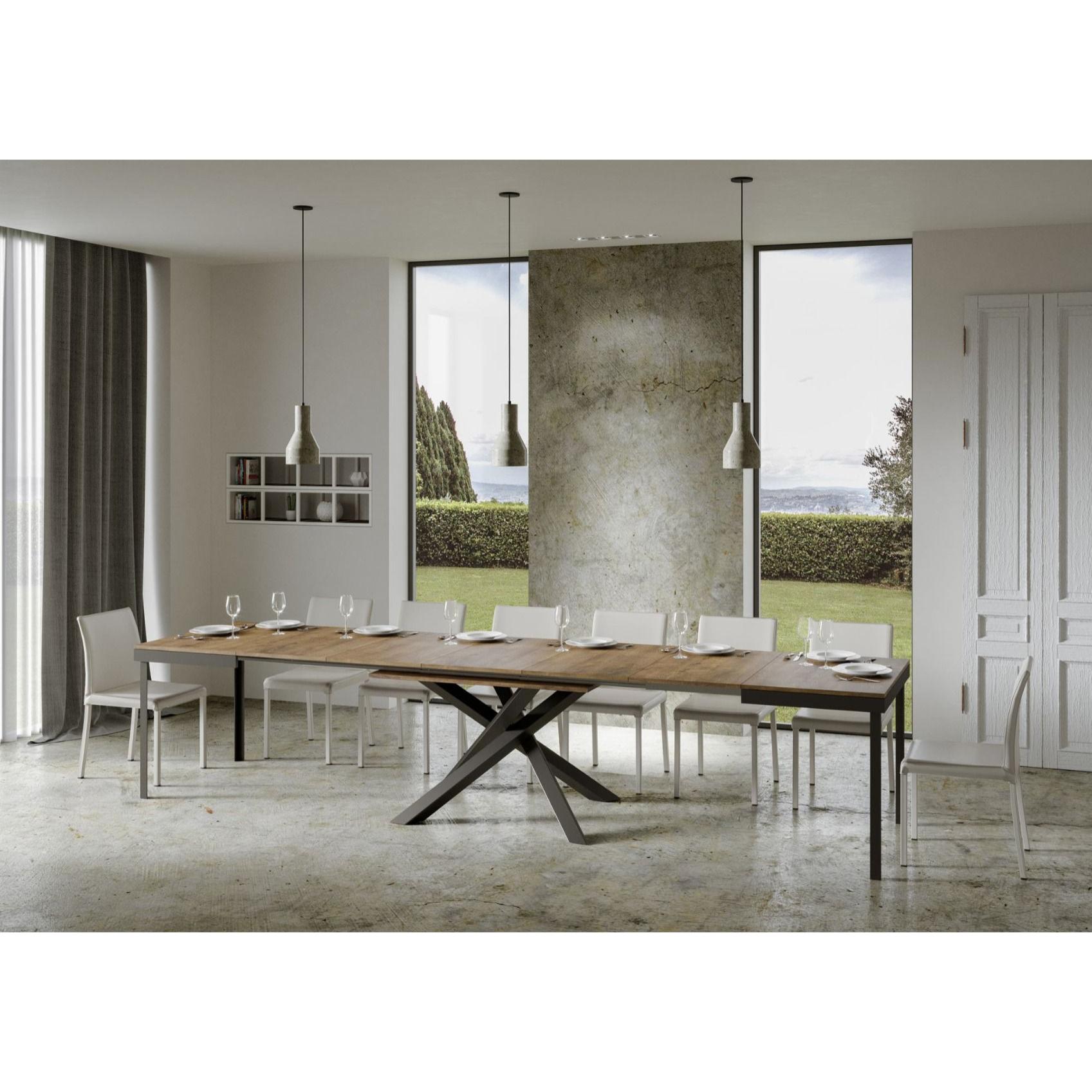 Mesa extensible 90x160/420 cm Volantis Evolution Nogal estructura Antracita