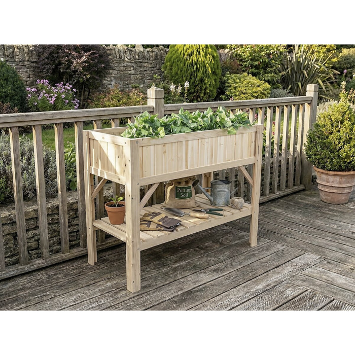 Carré potager en bois sur pieds "Magnolia" - 115 x 57 x 90 cm - Beige