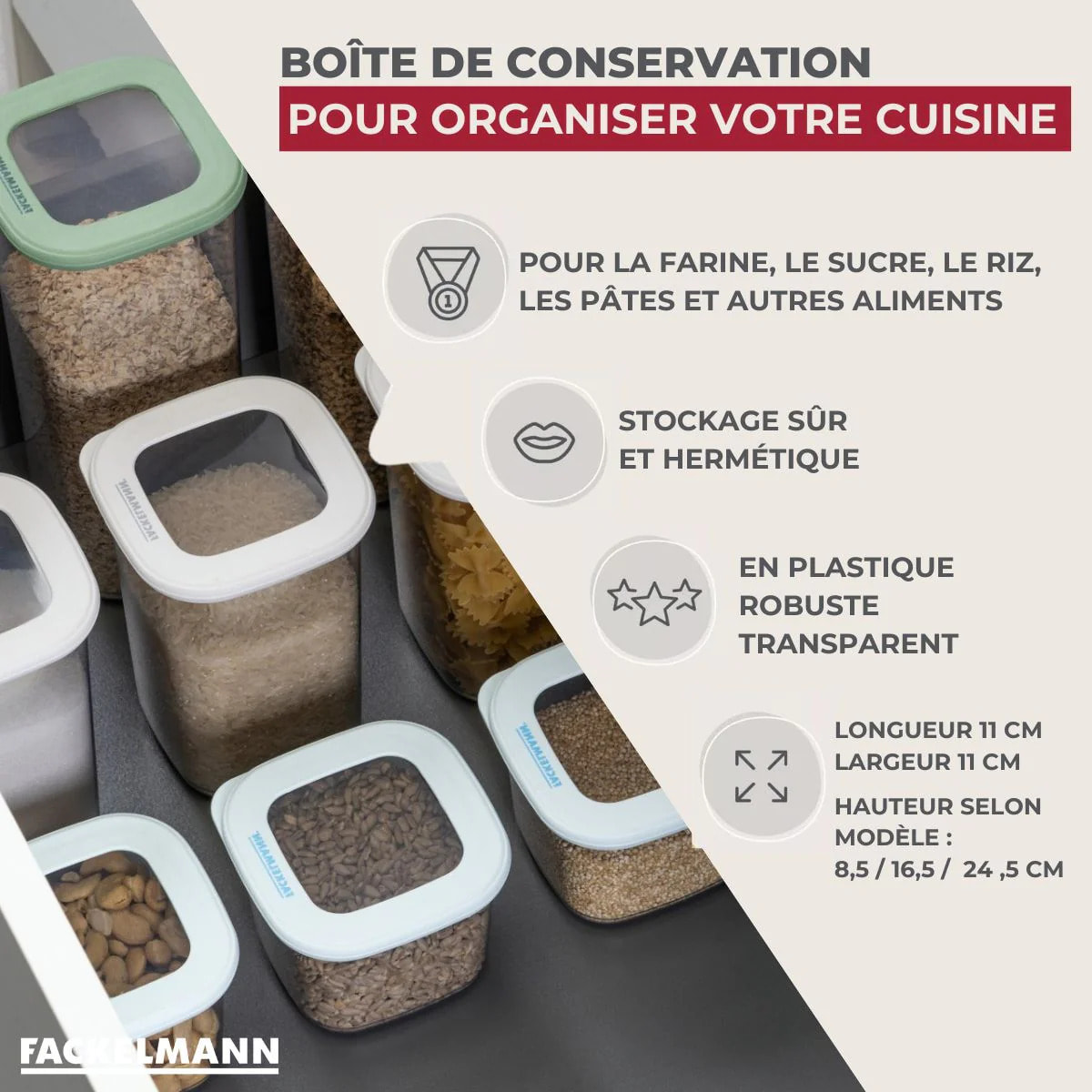Lot de 2 Boites à Provisions Fackelmann Storage