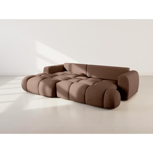 Yulin - Canapé d'angle gauche 4 places convertible avec coffre en tissu bouclette - Rouille