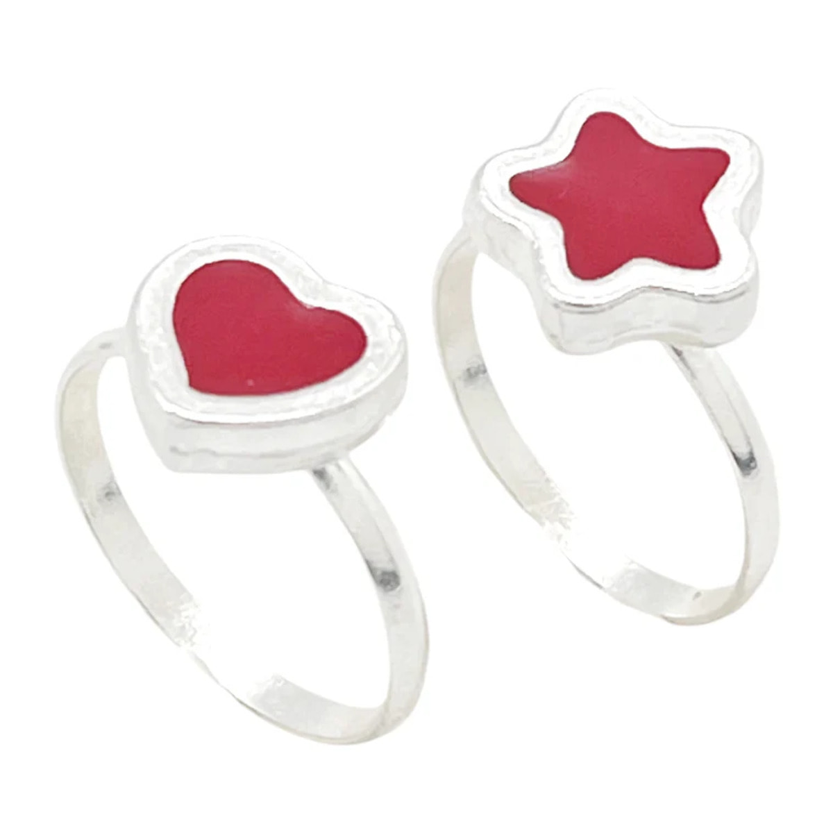 Pareja anillos Colors en plata 10µm y color rojo