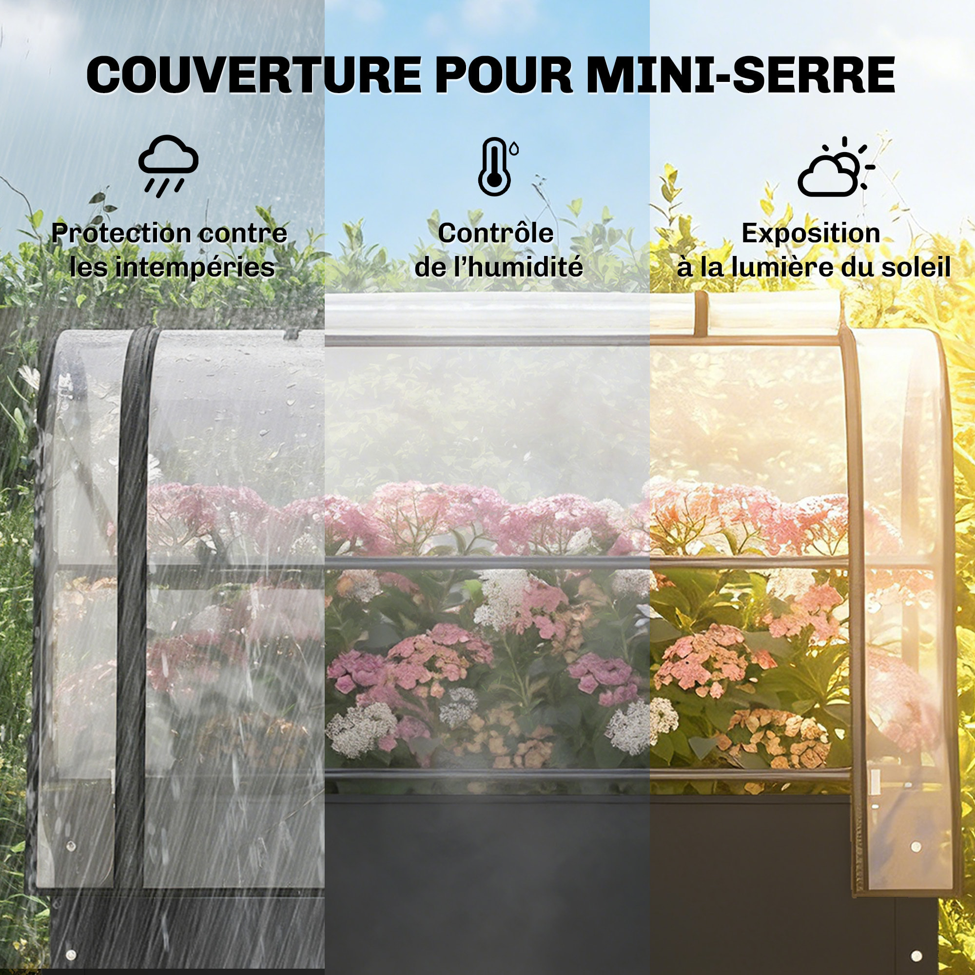 Potager sur pieds - serre rabattable - trou de drainage - pour plantes fleurs légumes - métal - 100 x 49 x 136 - noir