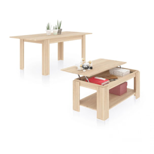Pack mesa de comedor 140 y mesa de centro Lya Roble Canadian