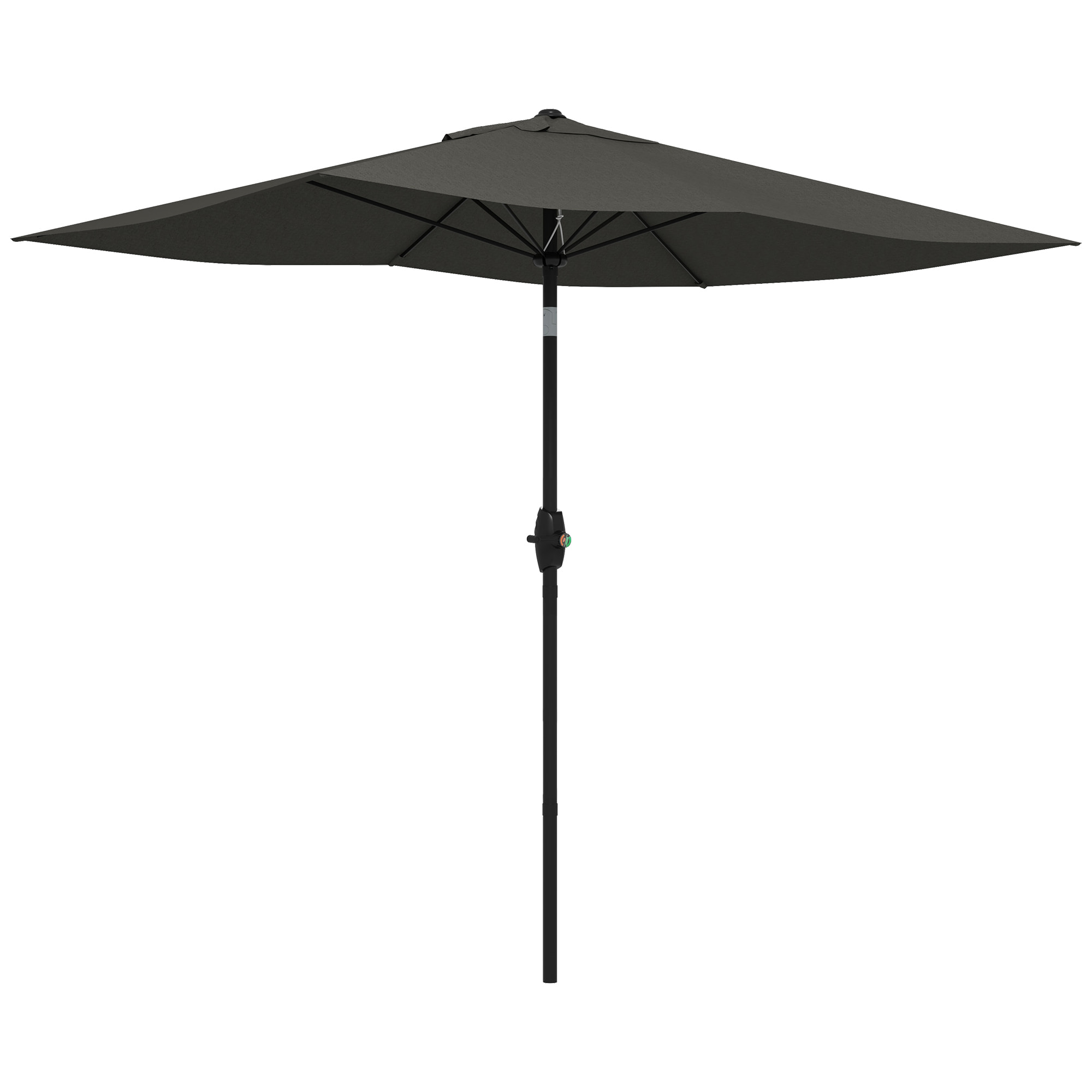 Outsunny Sombrilla de Jardín 300x200x248 cm Parasol de Terraza con 6 Varillas Apertura Manual Anti-UV y Ángulo Ajustable para Jardín Piscina Gris Oscuro