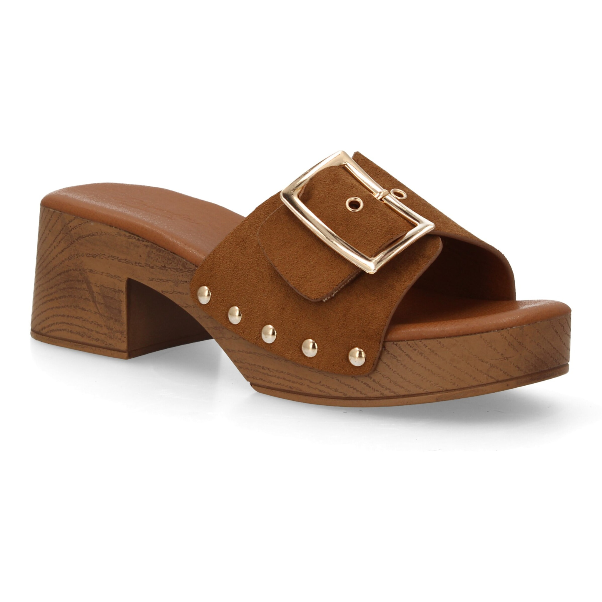 Sandalia tacon tipo zueco mujer