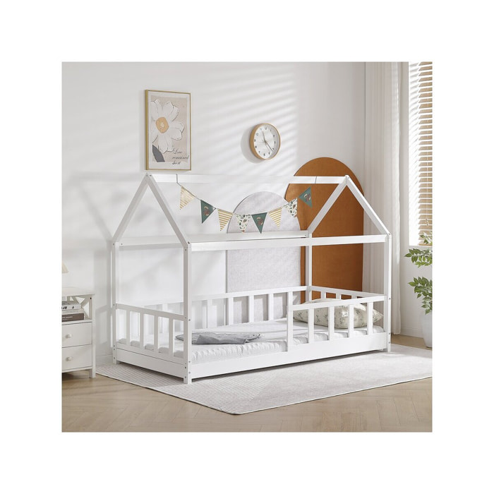 Lit cabane pour enfant "Mila" - 90 x 190 cm - Blanc