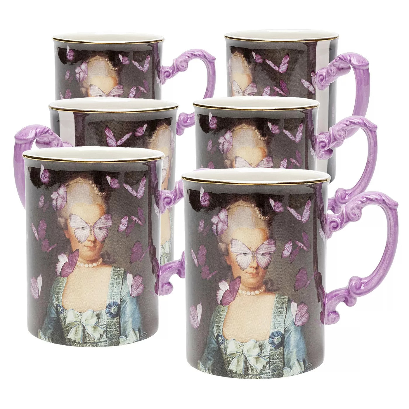 Tasses comtesse papillons set de 6 Kare Design