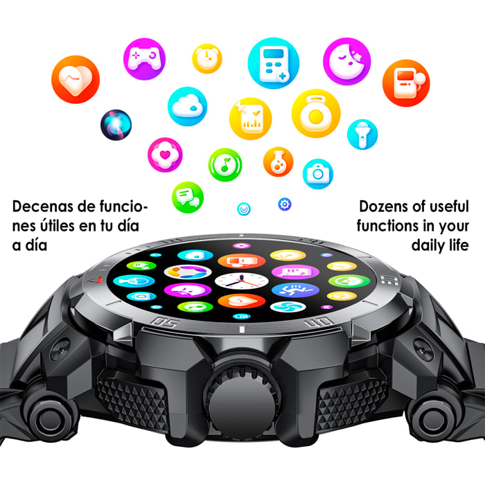 Smartwatch GT100 Pro mult sport, pressione sanguigna e O2, con auricolari TWS 5.1 integrati