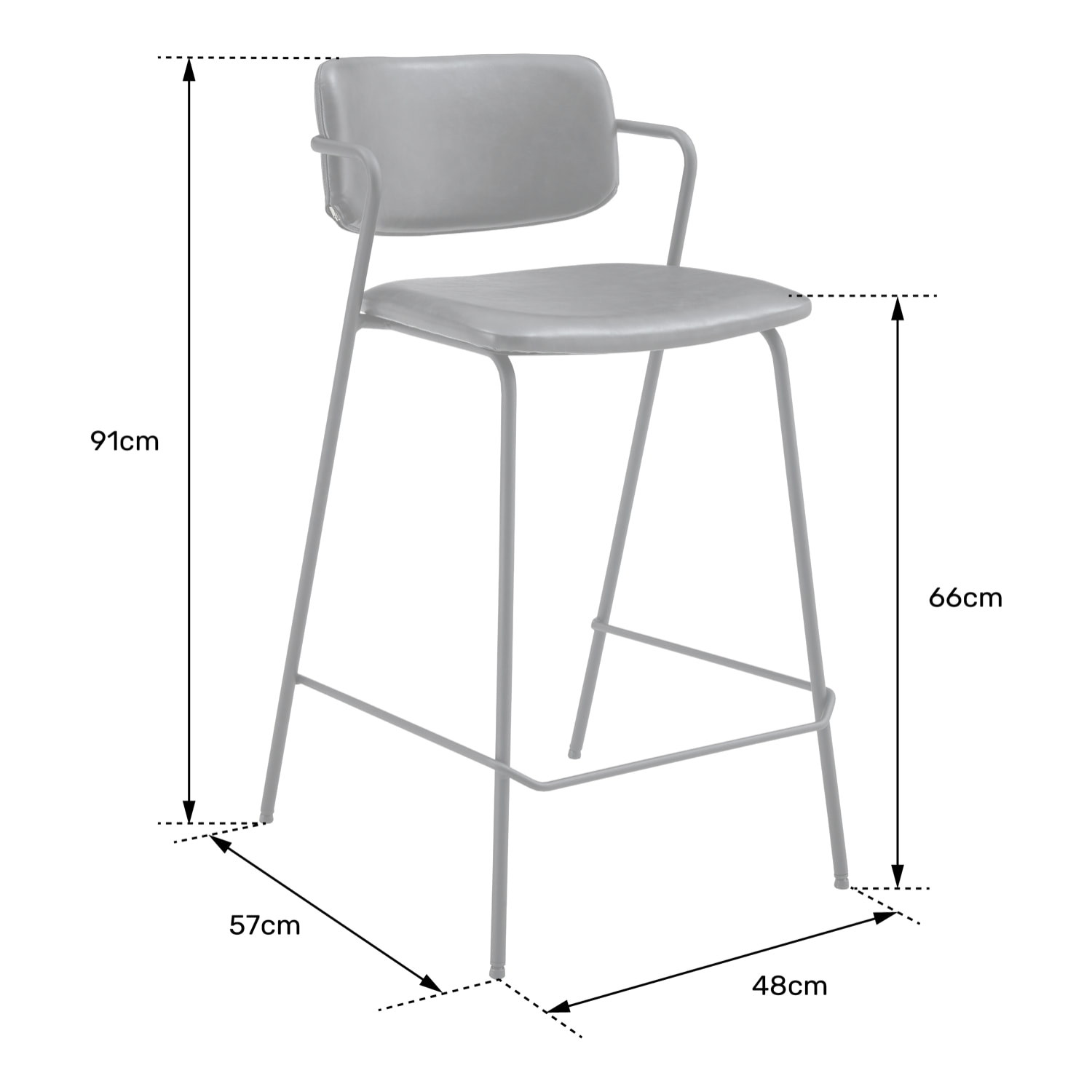Lot de 2 tabourets de bar en simili noir LÉON
