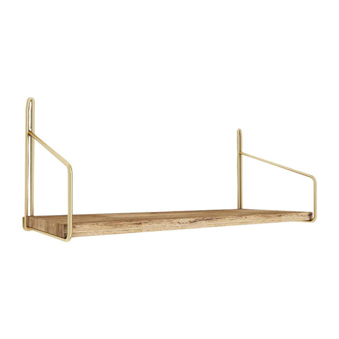 Mensola Sepat, Scaffale, Ripiano a muro, Scaffalatura multiuso, 45x16 h16 cm, Oro e Marrone