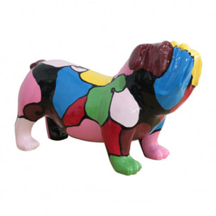 Statuette chien bulldog anglais multicolore en résine H30cm - MILO