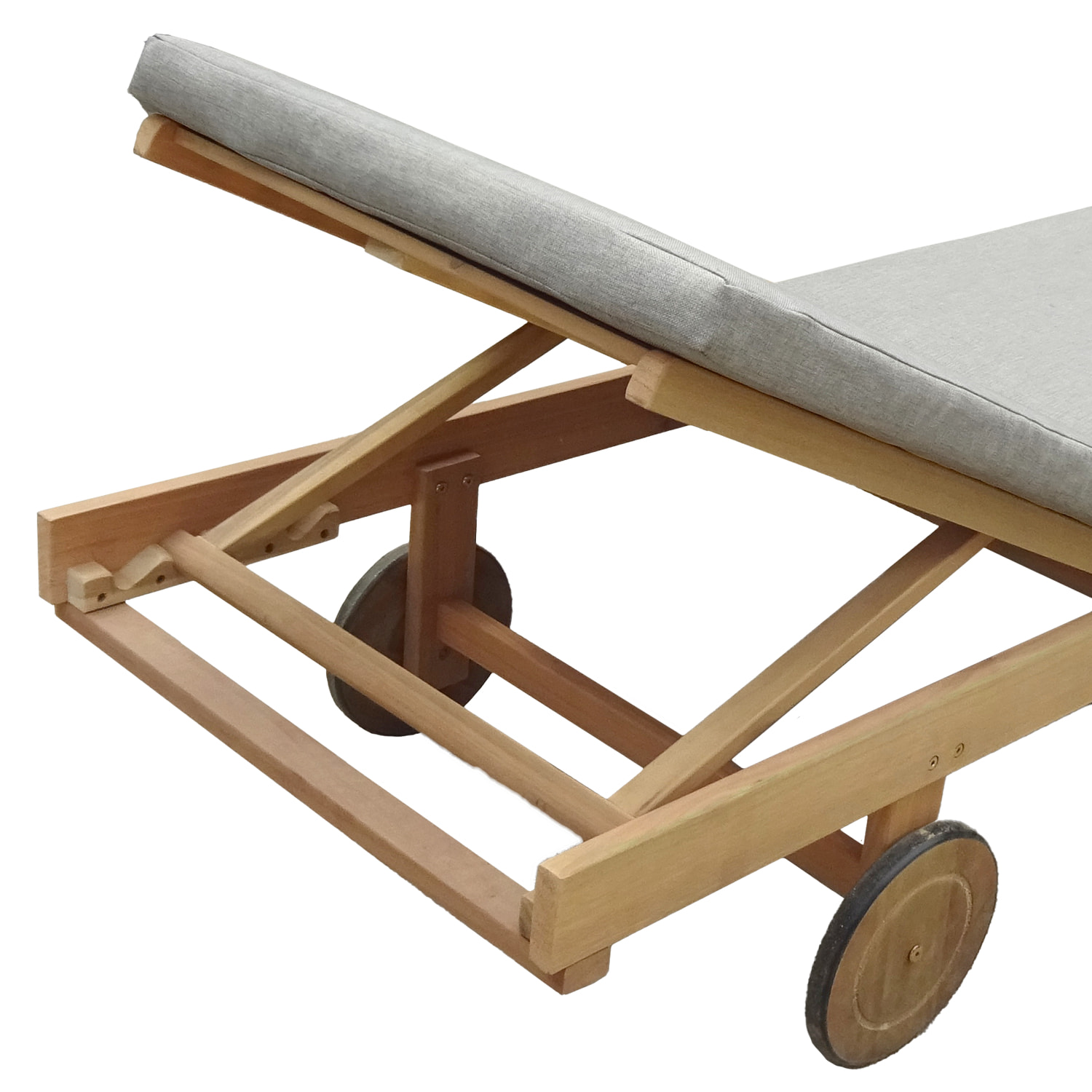 Bain de soleil pliant en acacia KANAWA - coussin sable