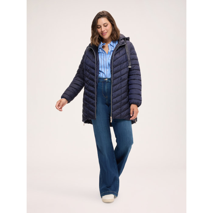 Fiorella Rubino - Piumino lightweight lungo con trapuntatura a chevron - Blu
