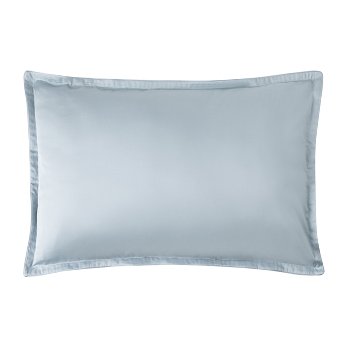 Taie d'oreiller imprimée en satin de coton bio, CUEILLETTE, Bleu baltique