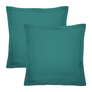 Lot de 2 taies percale de coton uni vert La percale francaise emeraude