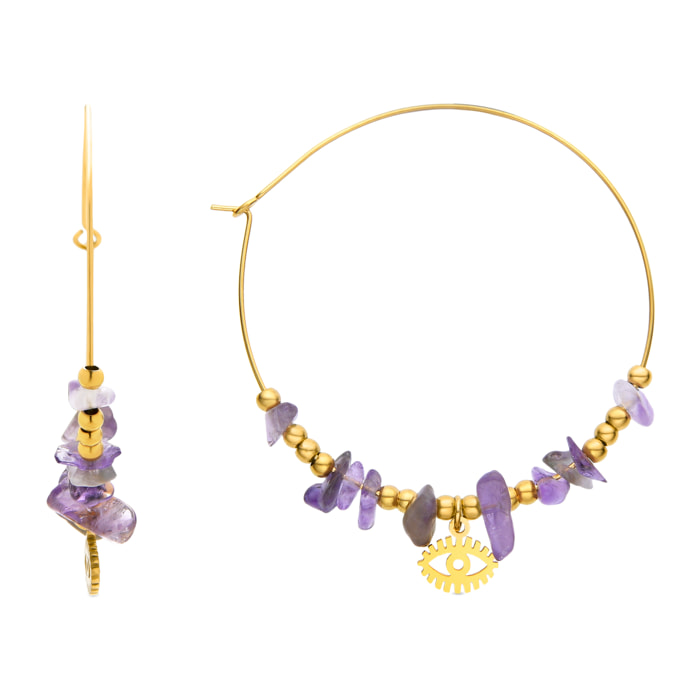 Pendientes de Amatista Natural acabados en oro amarillo de 18K- Rukra