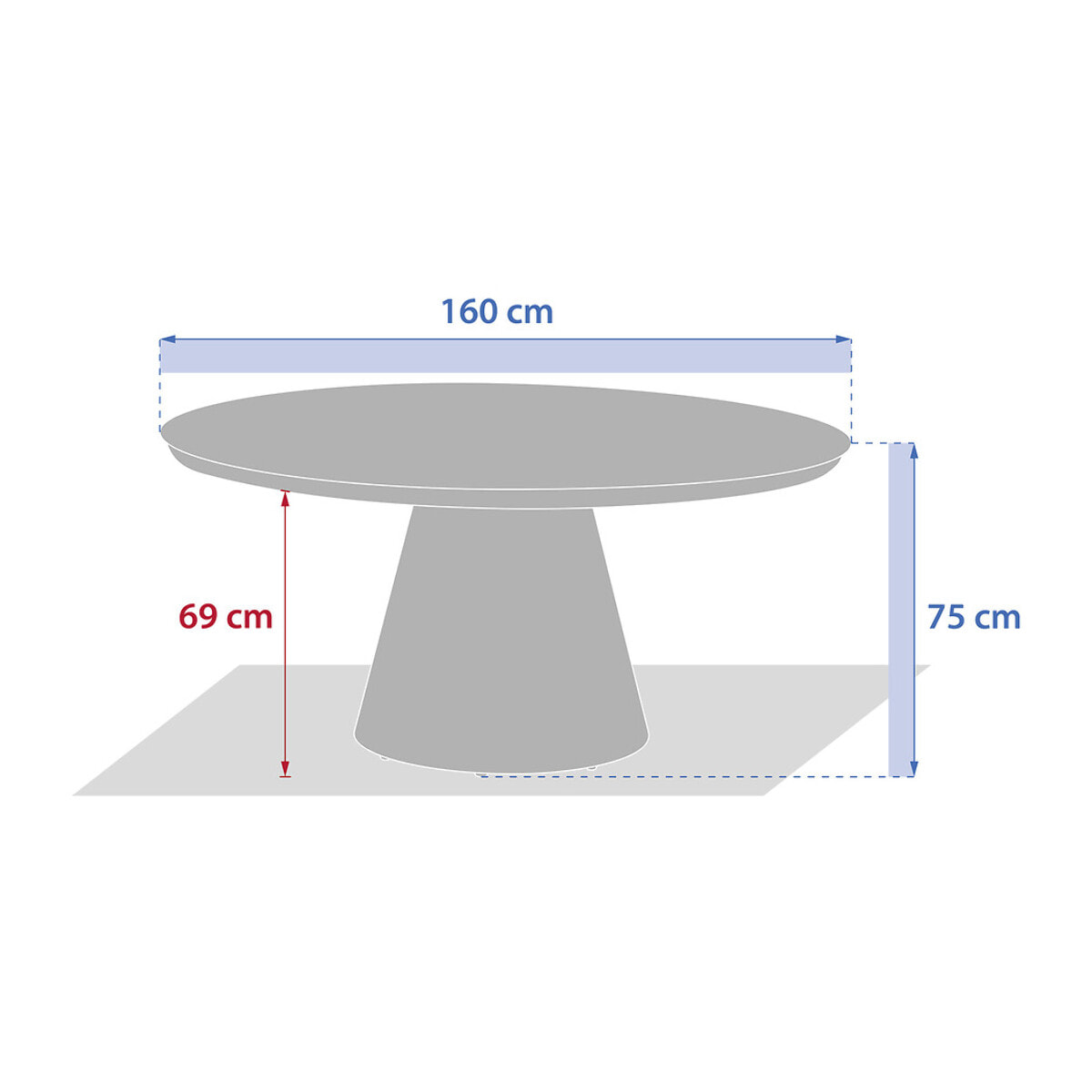 Table de jardin ronde "Yconia" argile 8 places en aluminium