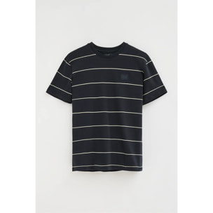 Maglietta a righe blu marino e giallo chiaro con toppa Polo Club