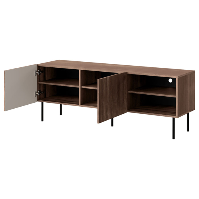 Franco - meuble tv - effet bois - 150 cm - Bois / Noir