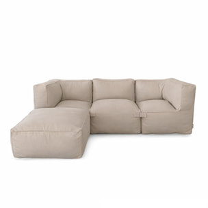 VERONE Salon de jardin modulable 4 places beige en tissu déperlant