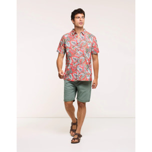 Camisa Tropical Manga Corta Coral - Lulicoast