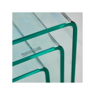 Set de 3 tables basses gigognes en verre trempé H.36cm - BENT