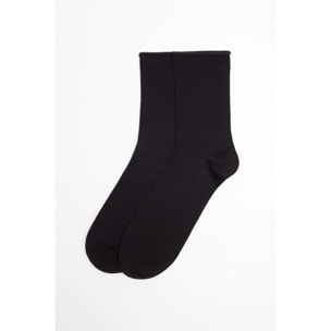 Calzini basico senza risvolto in filato scozzese nero
