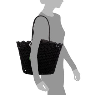 Zeccone bolso de hombro mujer. Fabricado en algodón, con borla decorativa.