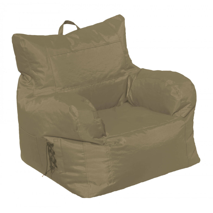 Poltrona Ossidiana, Seduta imbottita, Divano singolo da salotto, Sedia con braccioli, Made in Italy, 75x65 h70 cm, Beige
